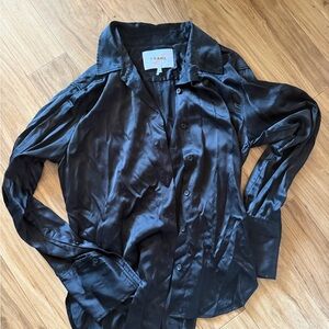 Frame Denim Charcoal Satin Shirt